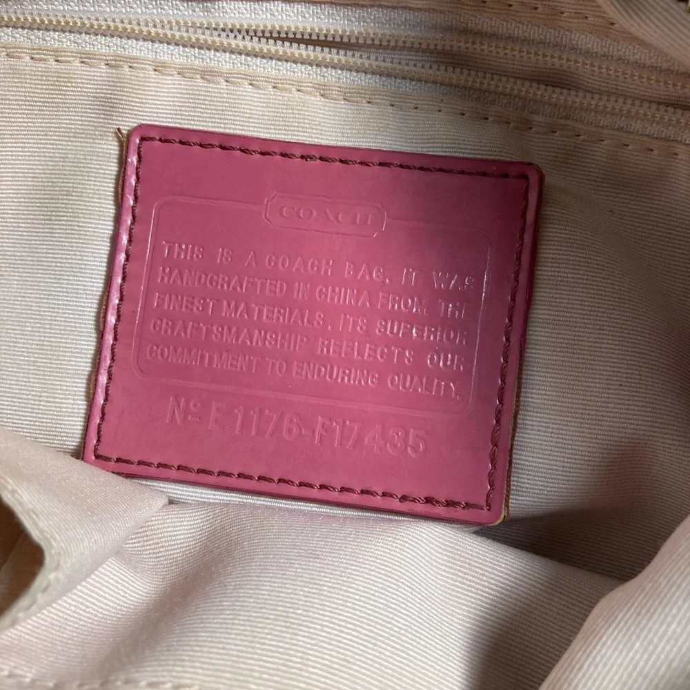 Coach Signature Shoulder Bag - Pink and Tan